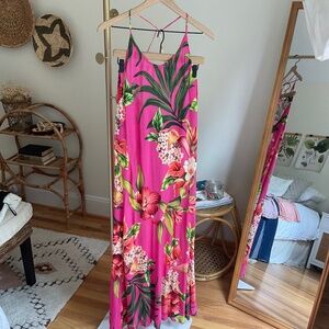 Farm Tropical Print Dress Pink Size Small